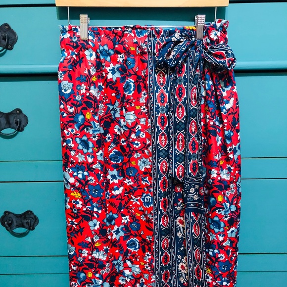 Loft small colorful maxi skirt with pockets & tie - Picture 1 of 3